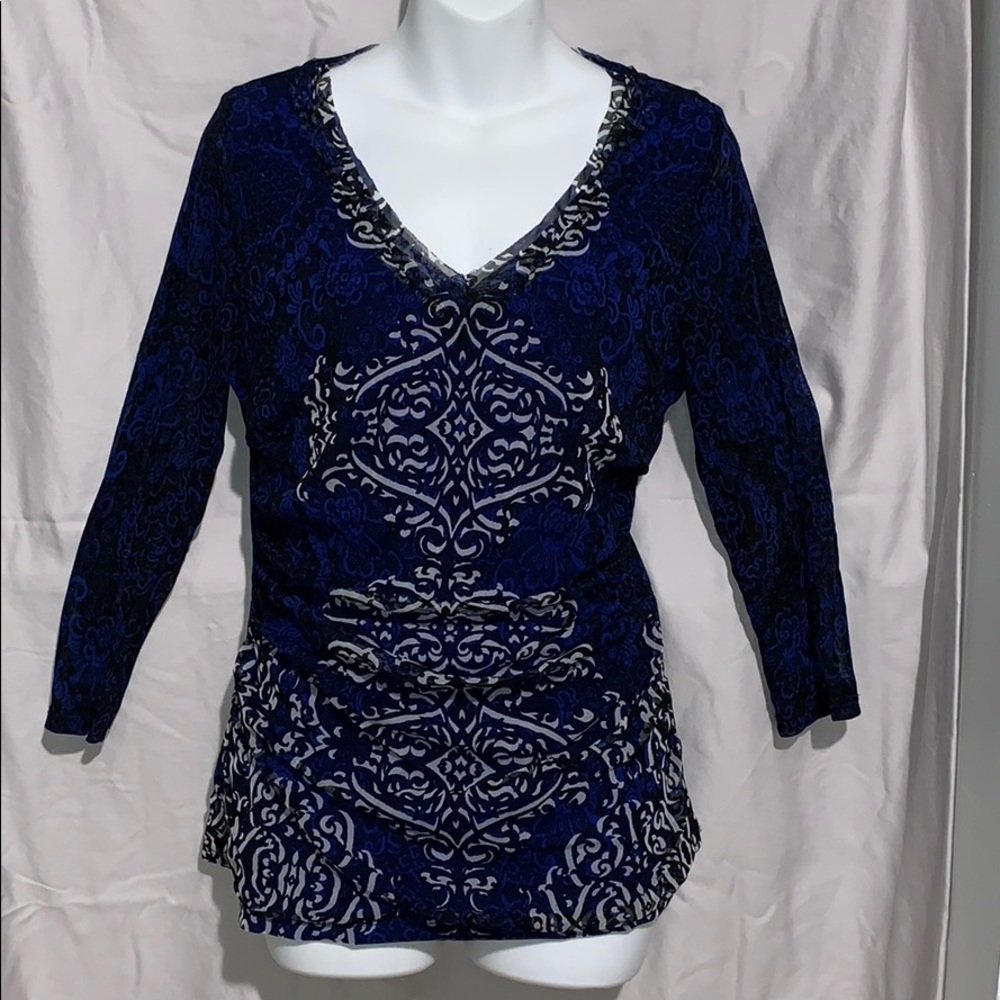 INC blue white top